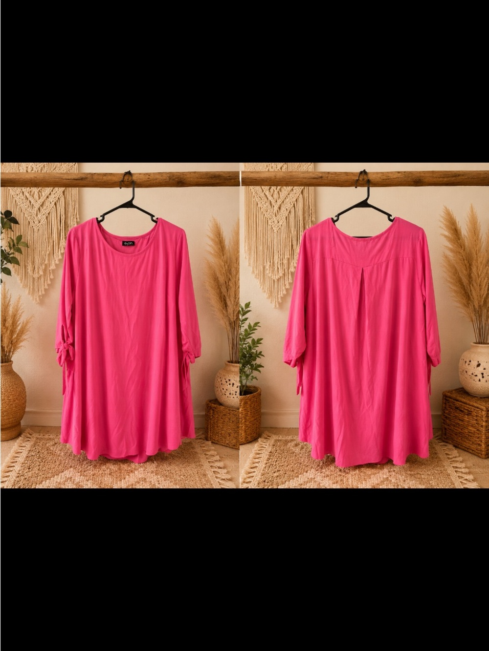 Spin USA Relaxed Fit Midi Dress in Vibrant Hot Pink